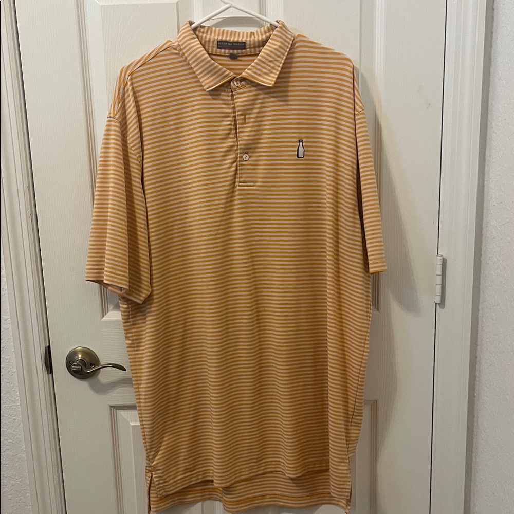 Peter Millar Orange Striped Polo Shirt